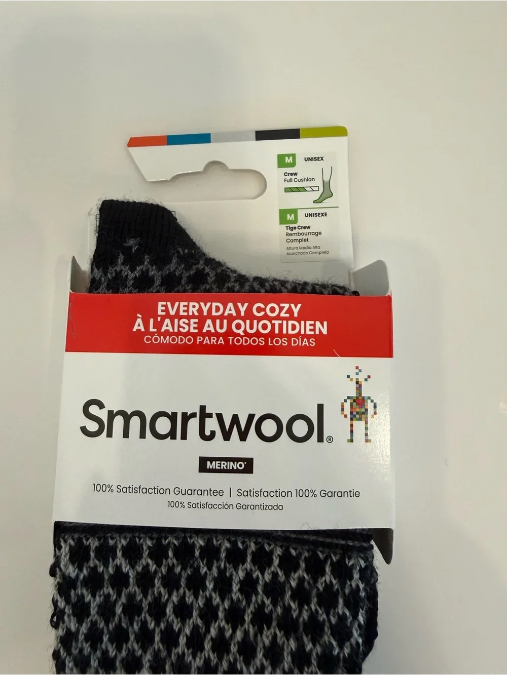 NWT Smartwool Everyday Cozy Merino Crew Socks Black and Gray Med Gorpcore Hiking